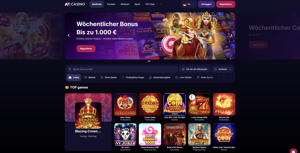 NV Casino Bewertung 2026 | 2000 € Bonusangebot + 225 Freispiele